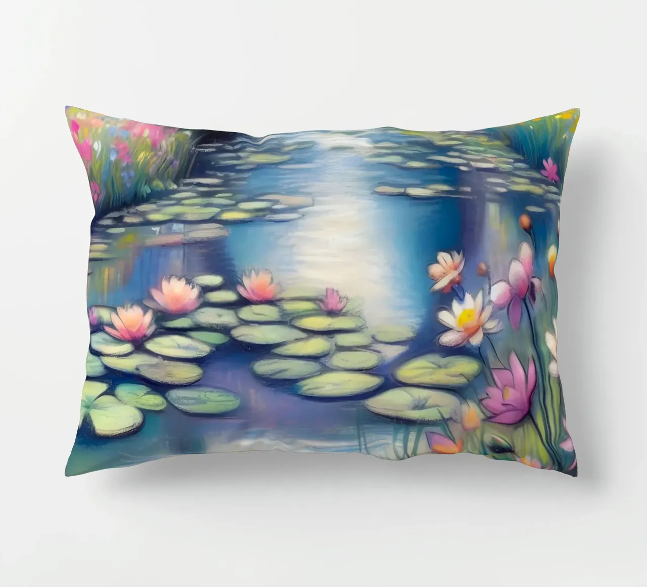 Stagno con ninfee in stile Monet cuscino da ARTOMATIC