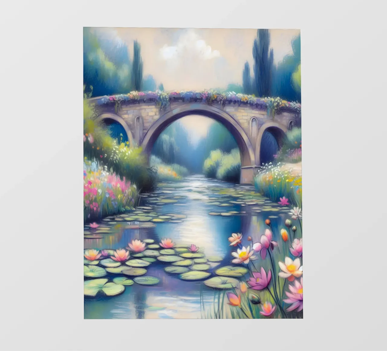 Stagno con ninfee in stile Monet telo in pvc da ARTOMATIC