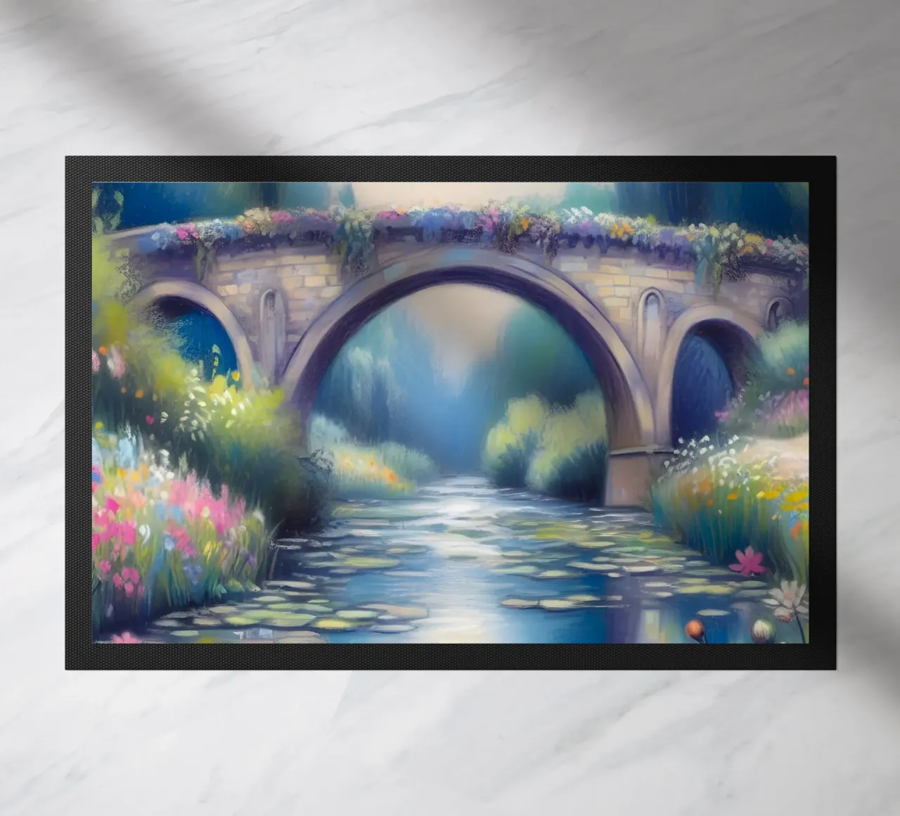 Stagno con ninfee in stile Monet zerbino da ARTOMATIC