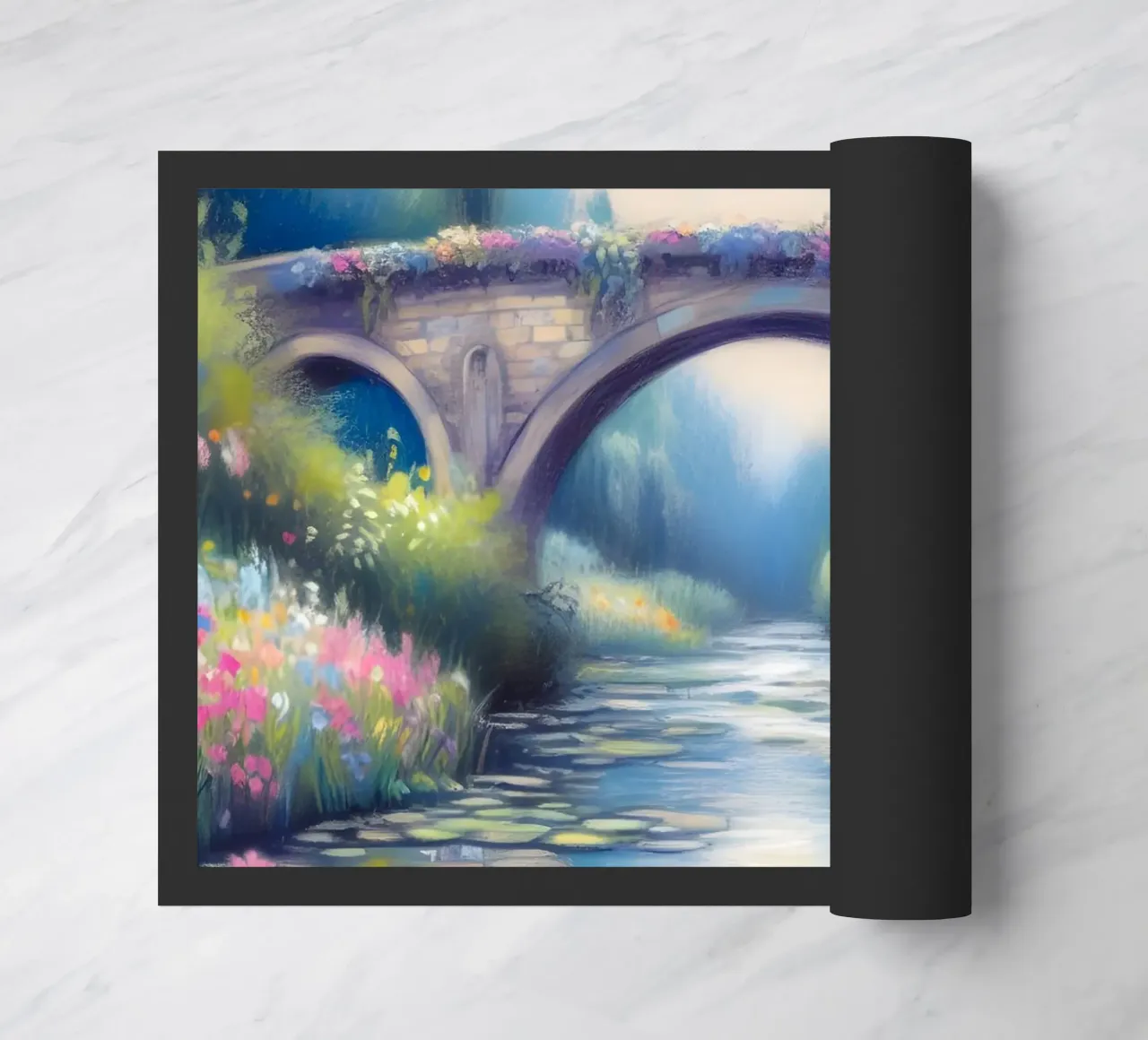 Stagno con ninfee in stile Monet zerbino da ARTOMATIC