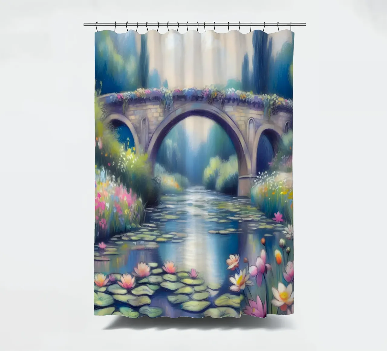 Stagno con ninfee in stile Monet tenda da doccia da ARTOMATIC