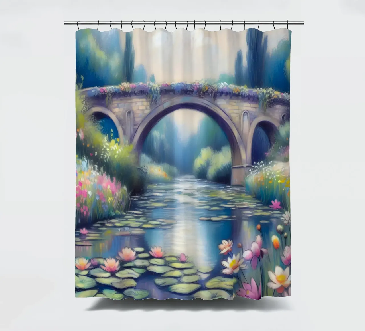 Stagno con ninfee in stile Monet tenda da doccia da ARTOMATIC
