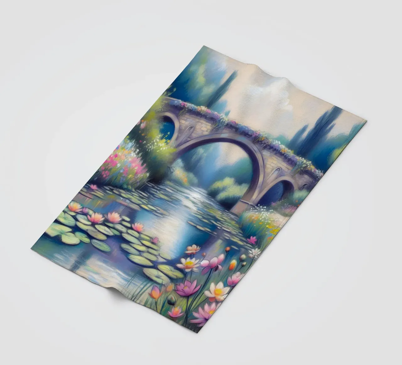 Stagno con ninfee in stile Monet coperta in pile da ARTOMATIC