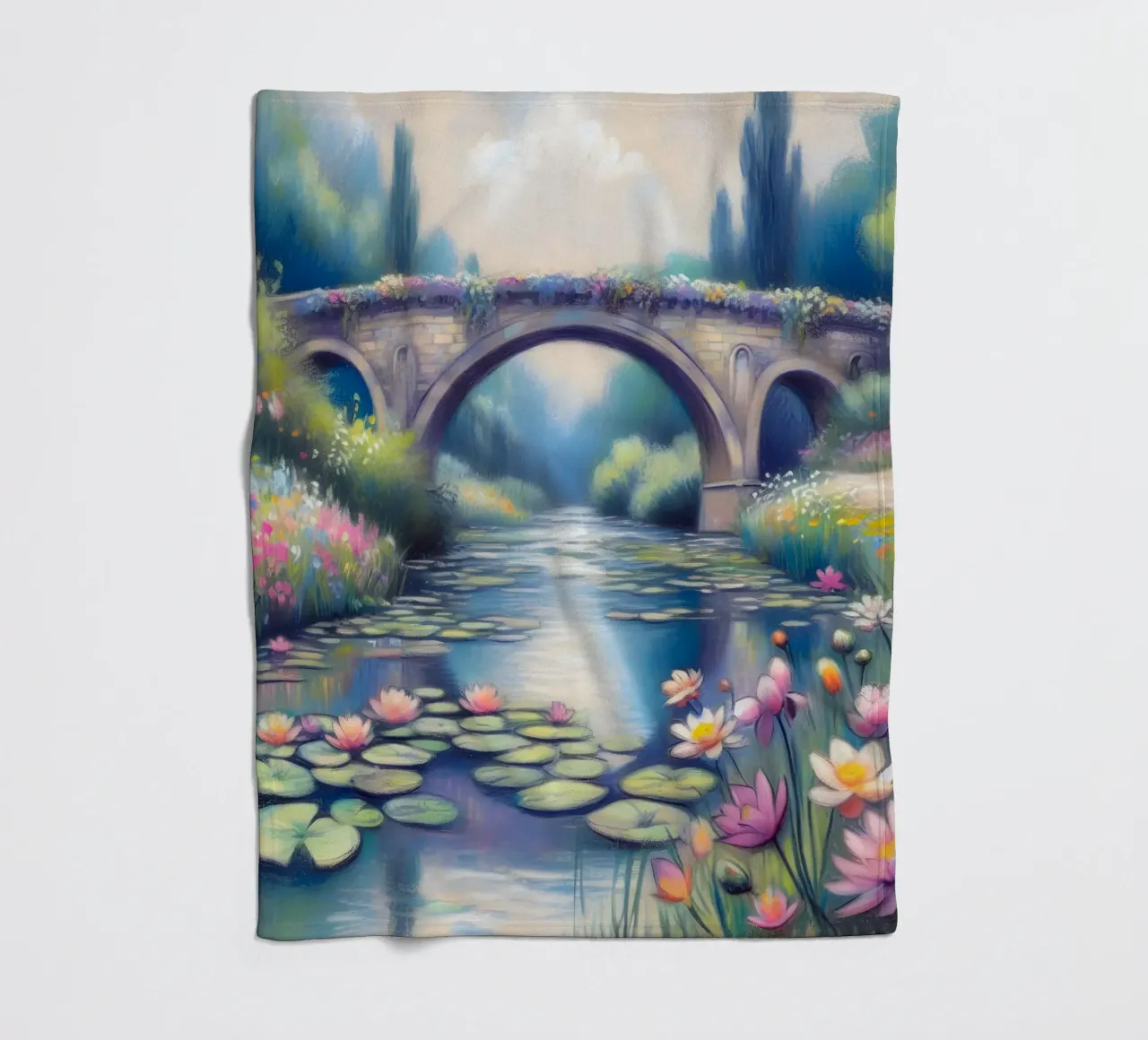 Stagno con ninfee in stile Monet coperta in pile da ARTOMATIC