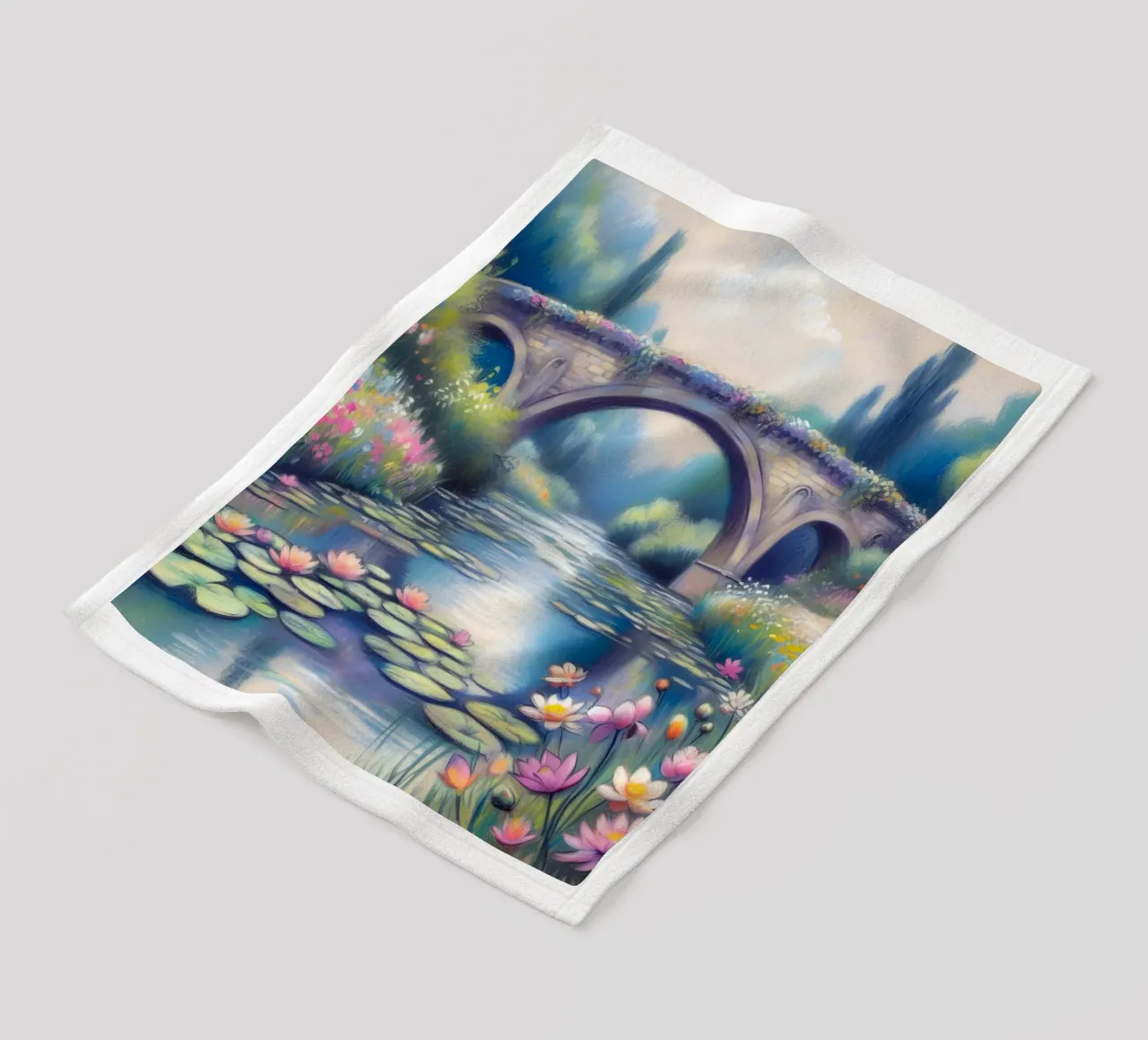 Stagno con ninfee in stile Monet coperta in pile da ARTOMATIC