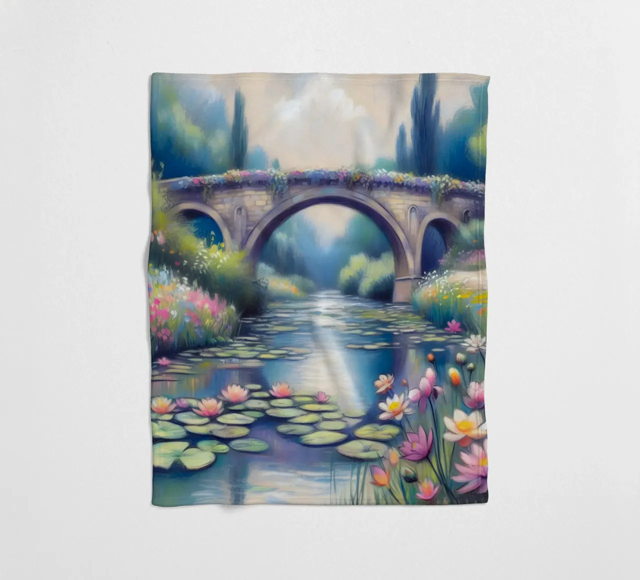 Stagno con ninfee in stile Monet coperta in pile da ARTOMATIC