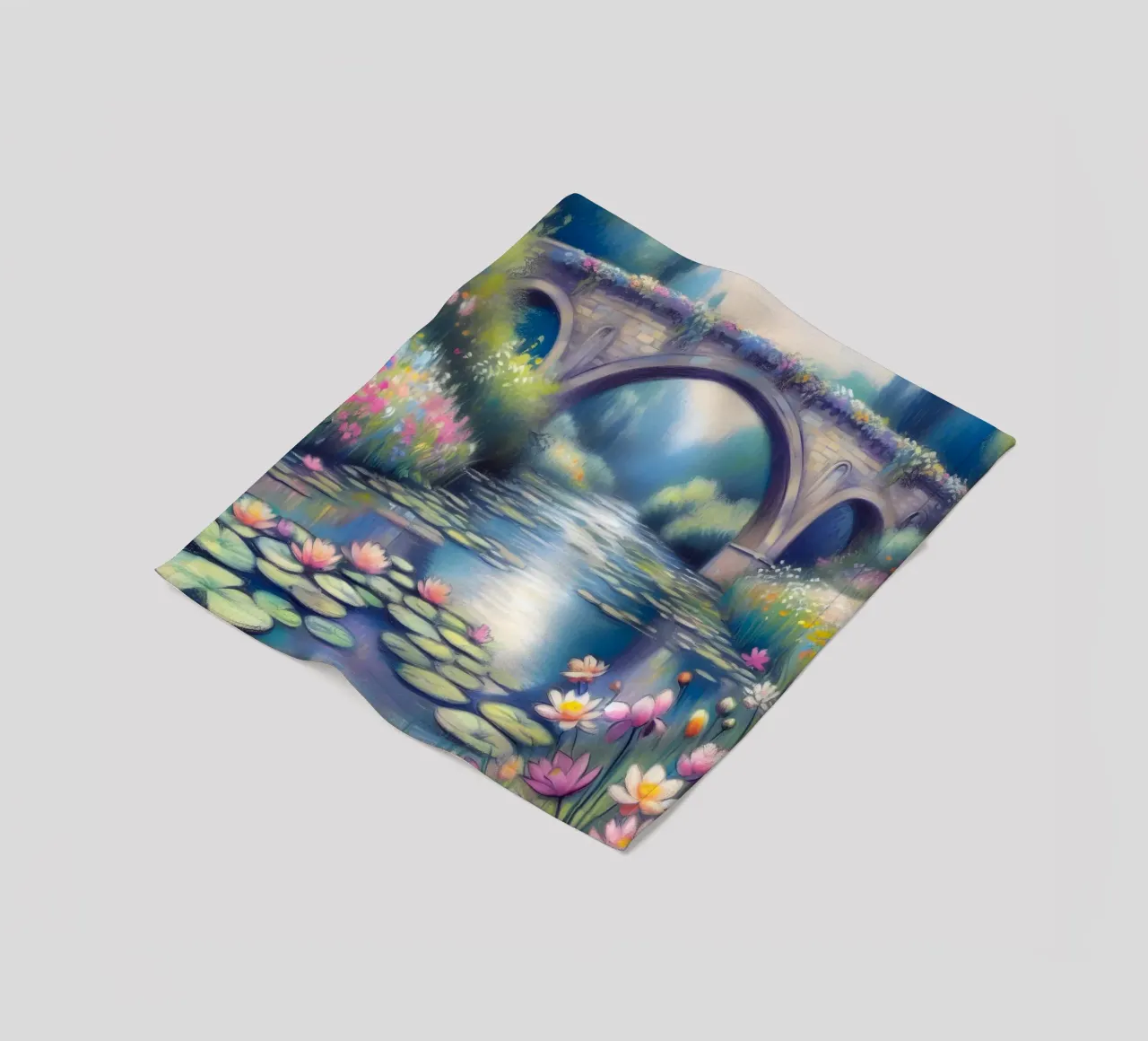 Stagno con ninfee in stile Monet coperta in pile da ARTOMATIC