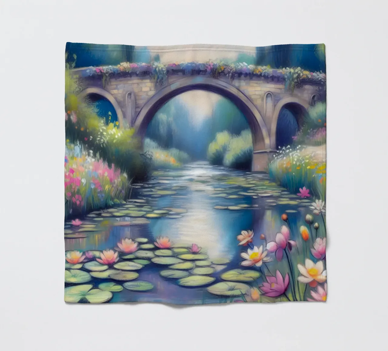 Stagno con ninfee in stile Monet coperta in pile da ARTOMATIC