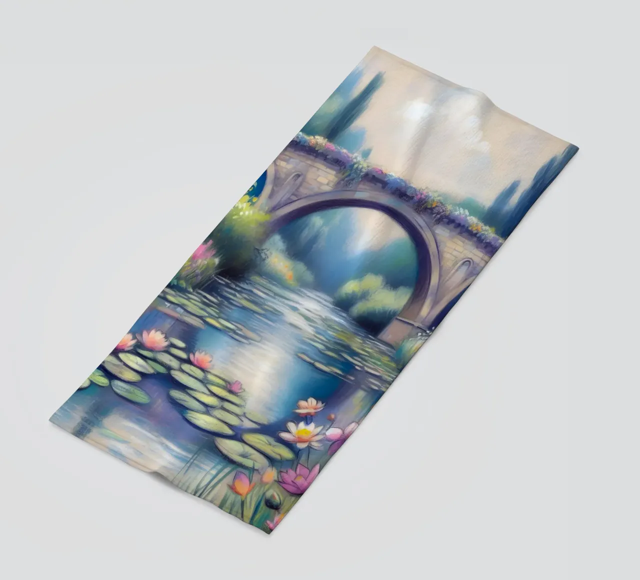 Stagno con ninfee in stile Monet telo mare da ARTOMATIC