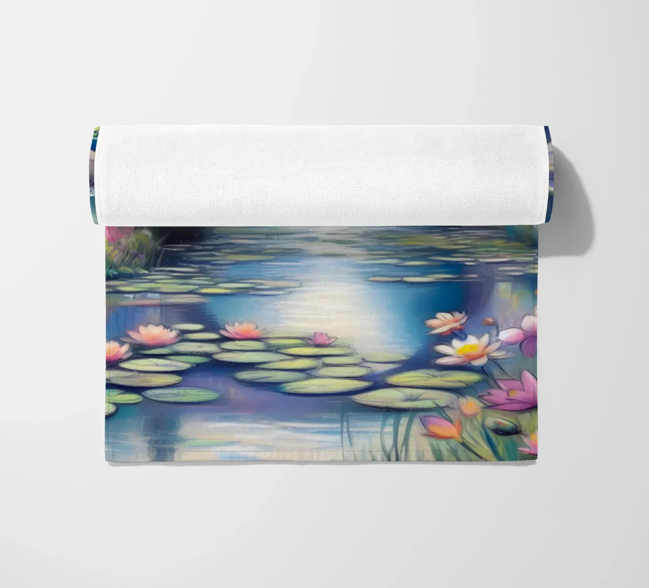 Stagno con ninfee in stile Monet telo mare da ARTOMATIC