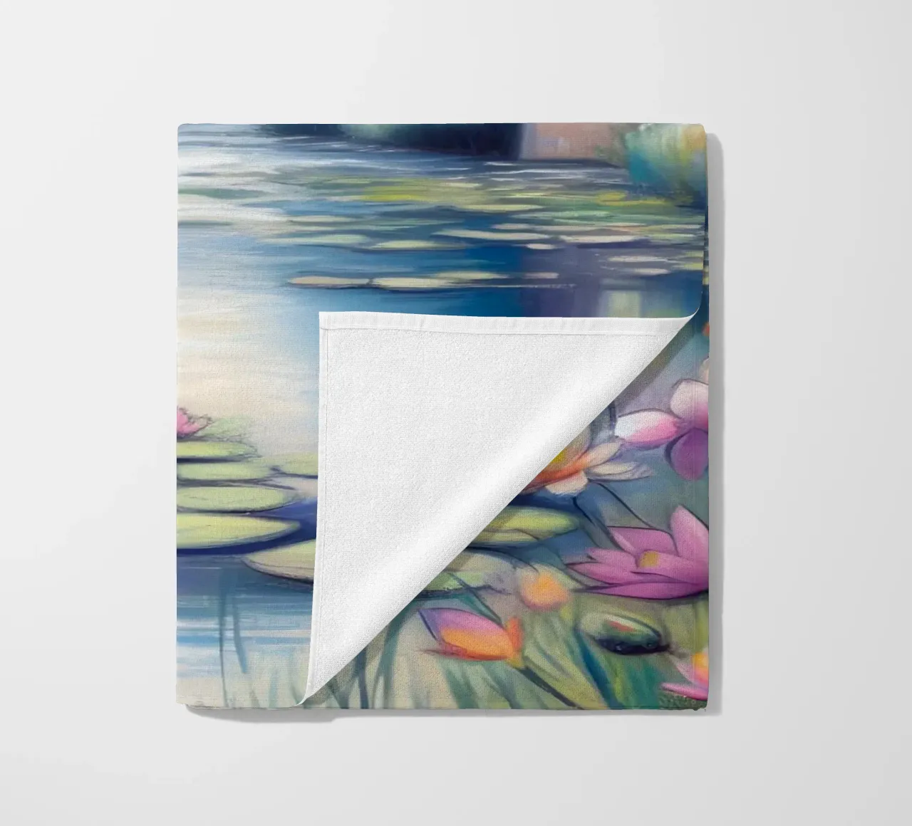 Stagno con ninfee in stile Monet telo mare da ARTOMATIC