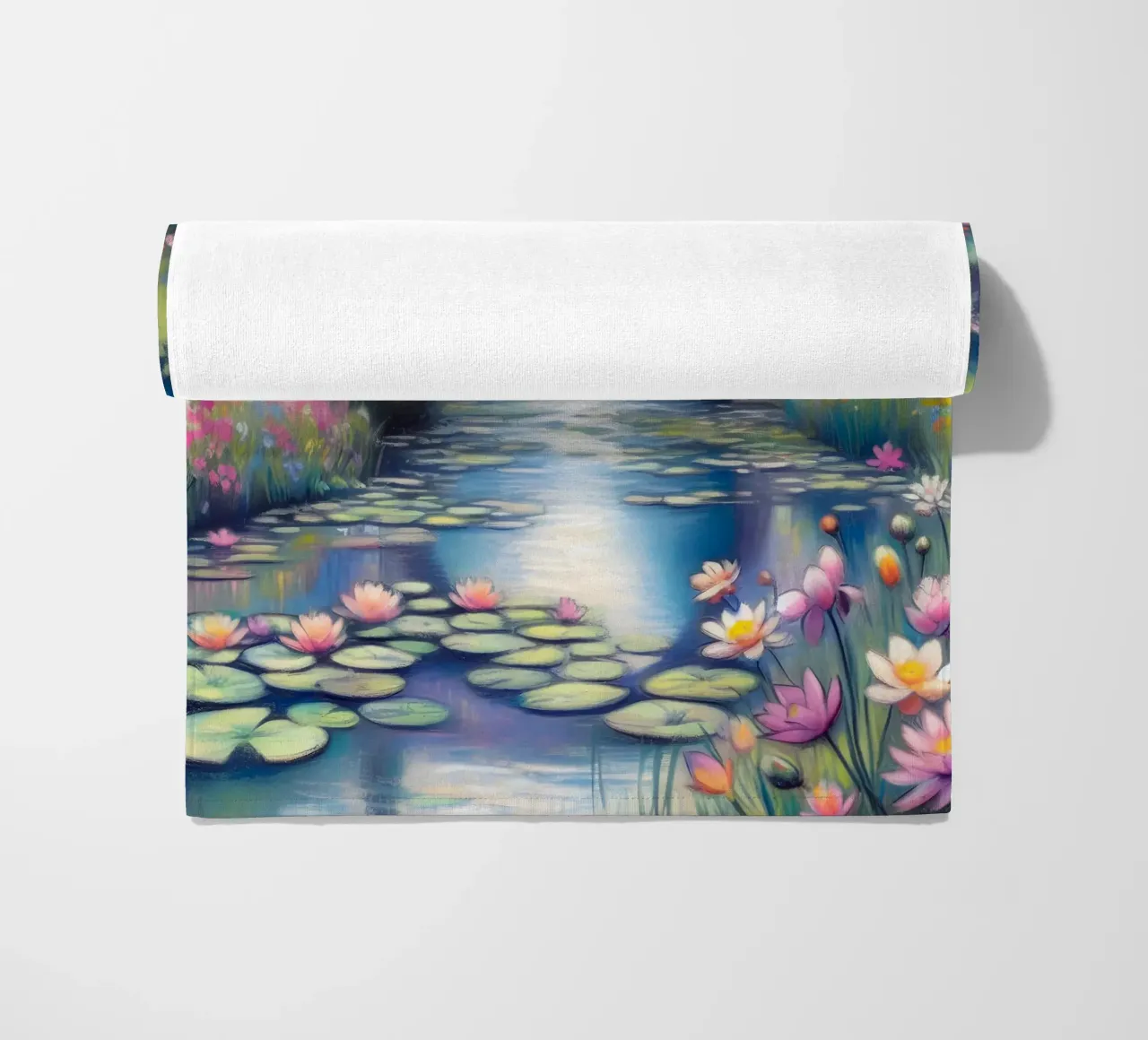 Stagno con ninfee in stile Monet telo mare da ARTOMATIC