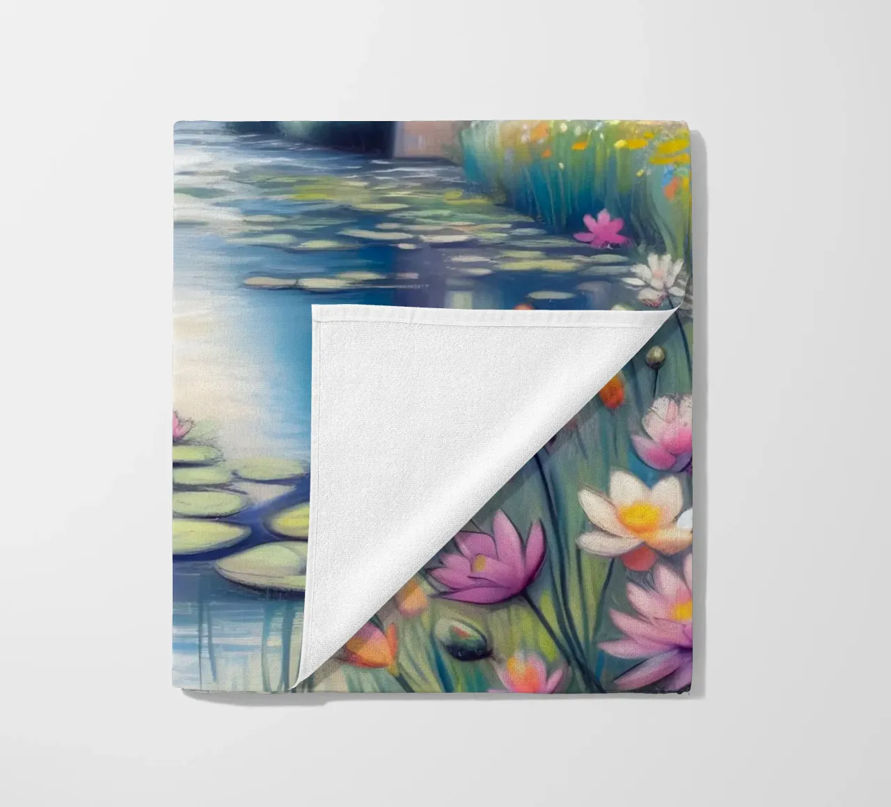 Stagno con ninfee in stile Monet telo mare da ARTOMATIC