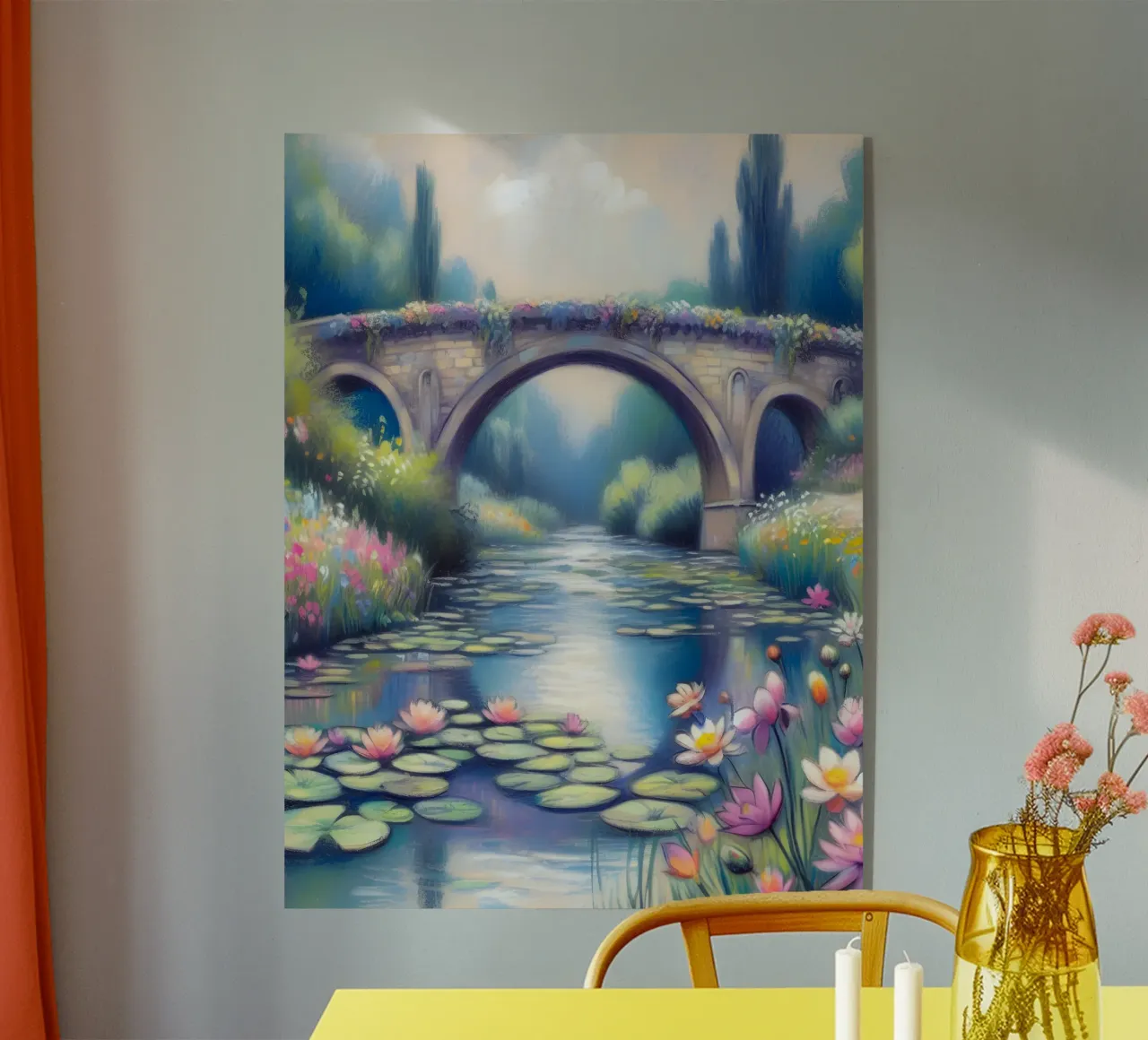 Stagno con ninfee in stile Monet plexiglass da ARTOMATIC