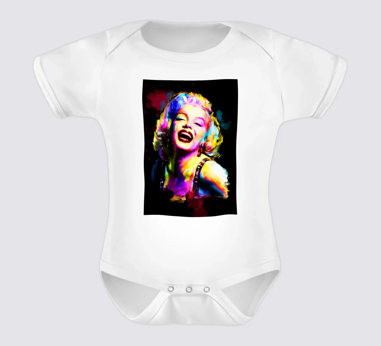 Marilyn Monroe abstract colorful pop art short-sleeve baby romper by Hantamrata
