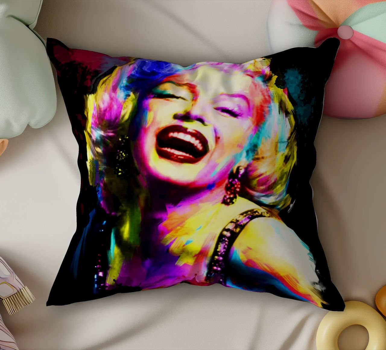 Marilyn Monroe astratto colorato pop art cuscino da Hantamrata