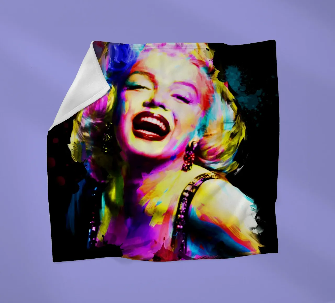 Marilyn Monroe abstract colorful pop art fleece blanket by Hantamrata