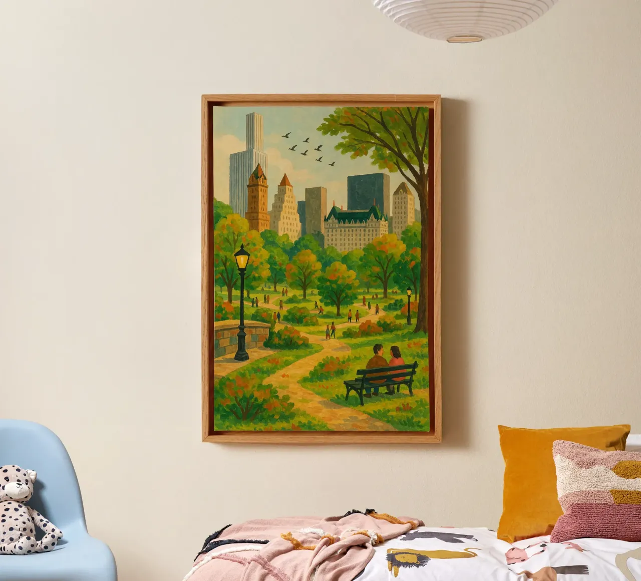 Walk in Central Park - New York canvas with Floater frame by Aquarevo