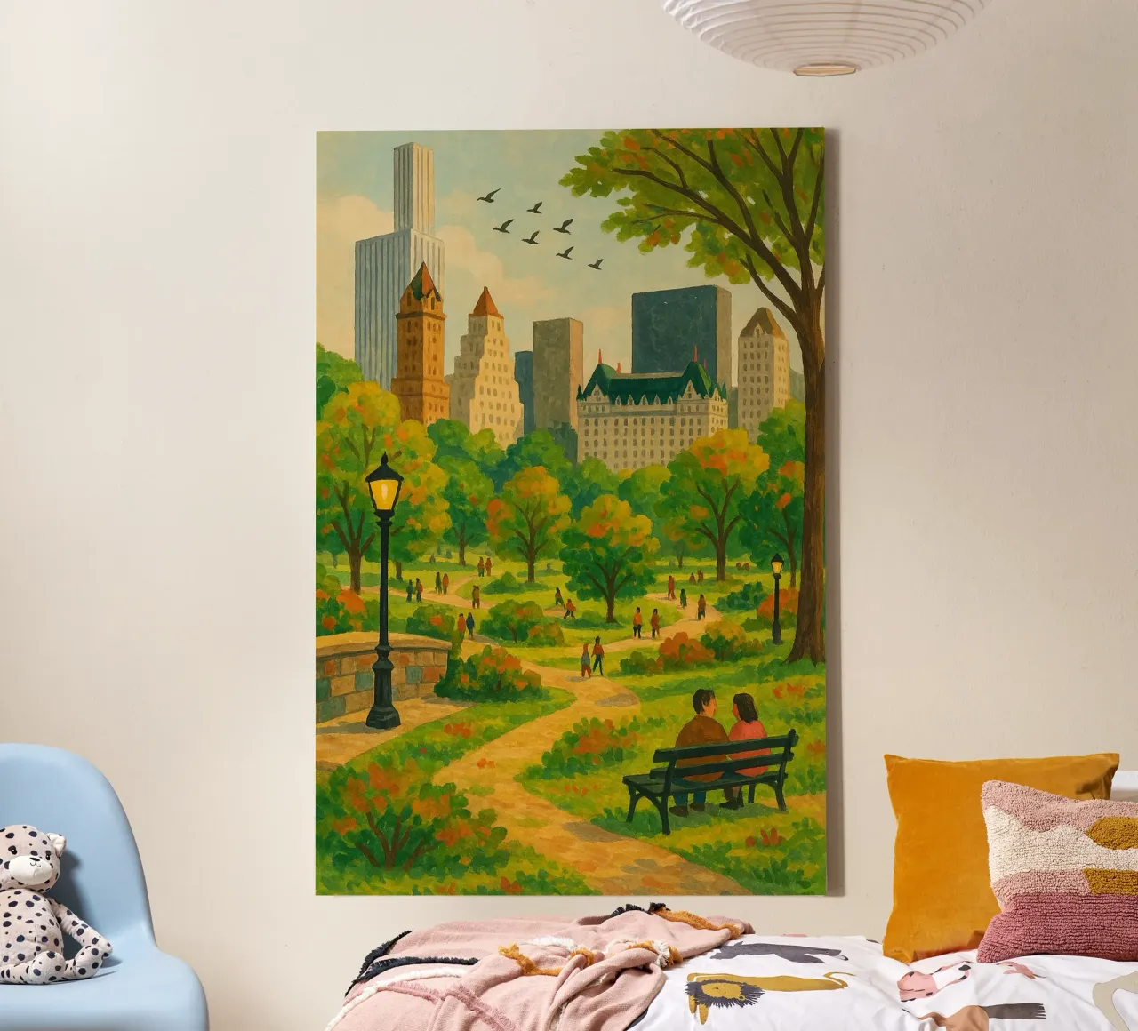 Walk in Central Park - New York canvas with Floater frame by Aquarevo