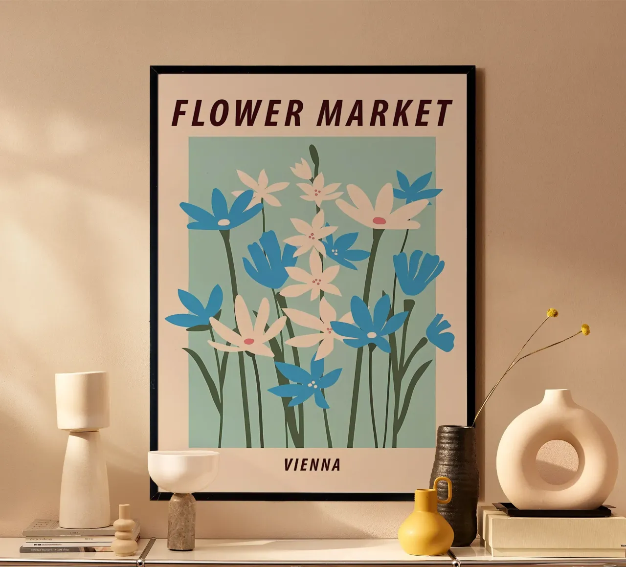 Mercato dei fiori di Vienna poster con telaio in plastica da diedrich