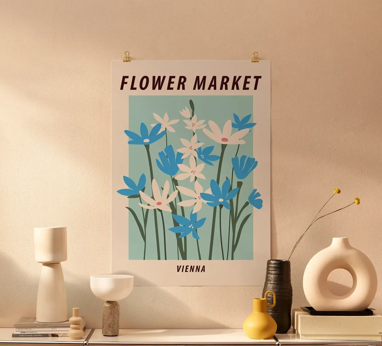 Mercato dei fiori di Vienna poster con telaio in plastica da diedrich