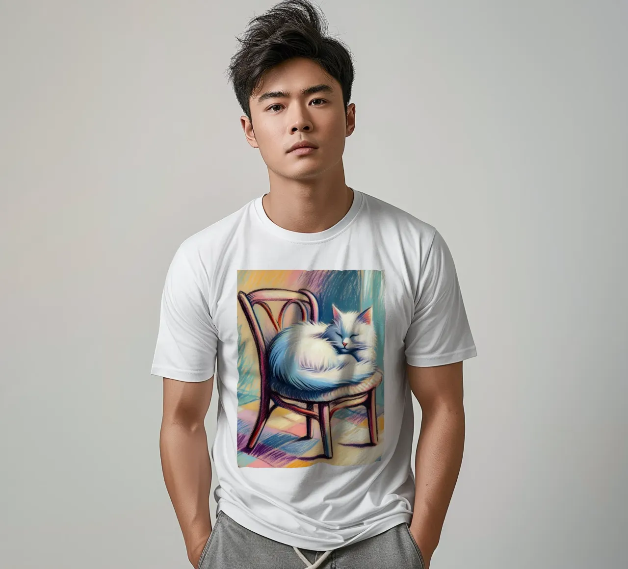 GATTO SULLA SEDIA CHE DORME t-shirt da ARTOMATIC