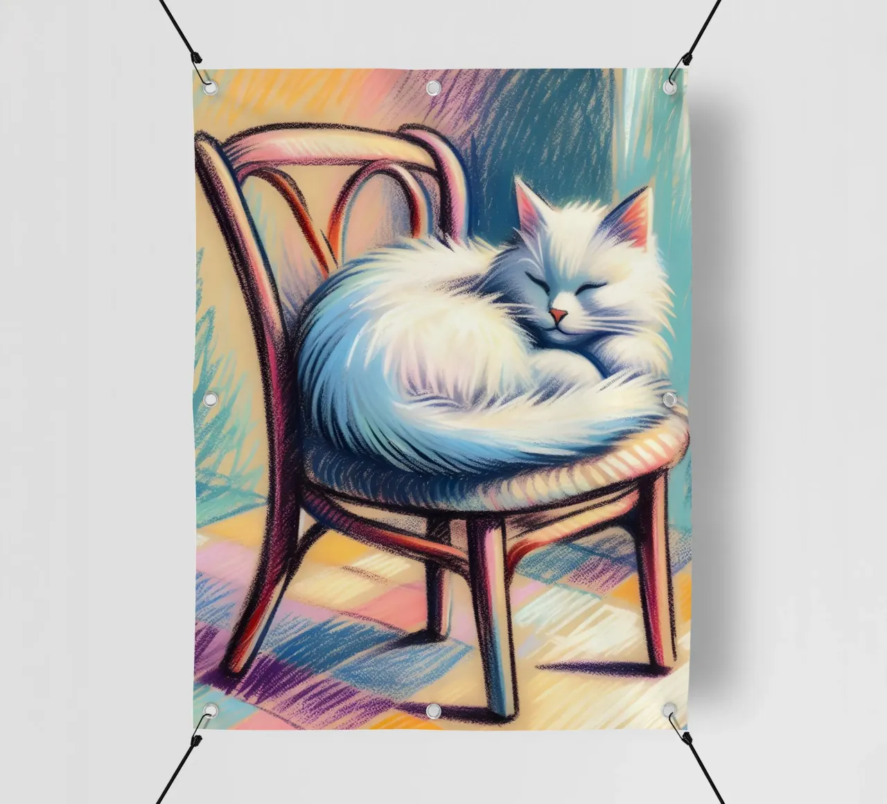 GATTO SULLA SEDIA CHE DORME telo in pvc da ARTOMATIC