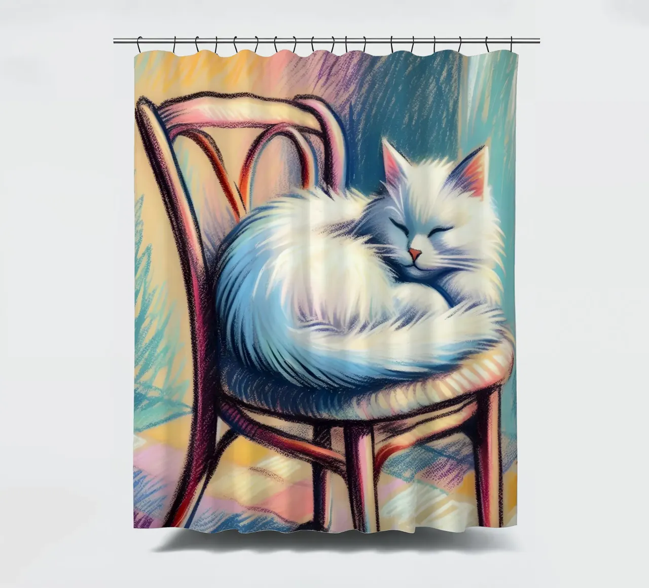 GATTO SULLA SEDIA CHE DORME tenda da doccia da ARTOMATIC