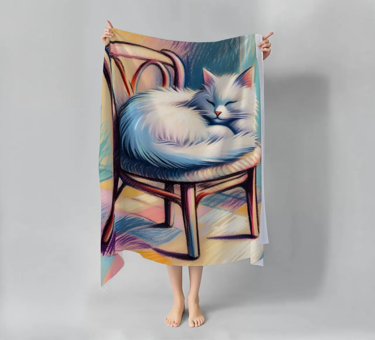 GATTO SULLA SEDIA CHE DORME telo mare da ARTOMATIC