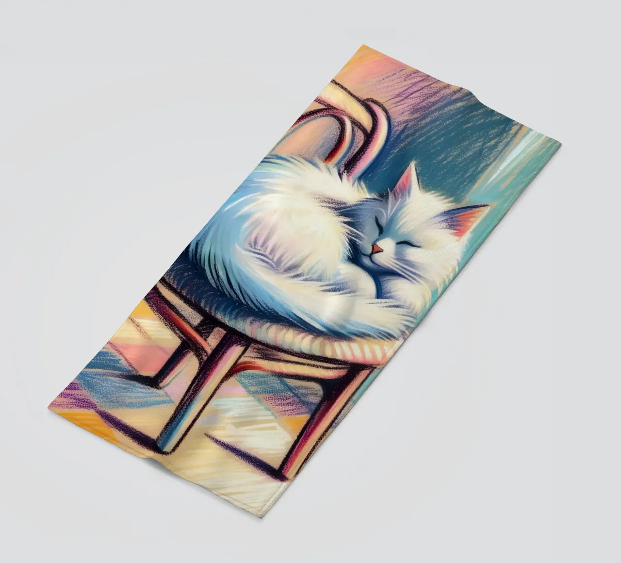GATTO SULLA SEDIA CHE DORME telo mare da ARTOMATIC