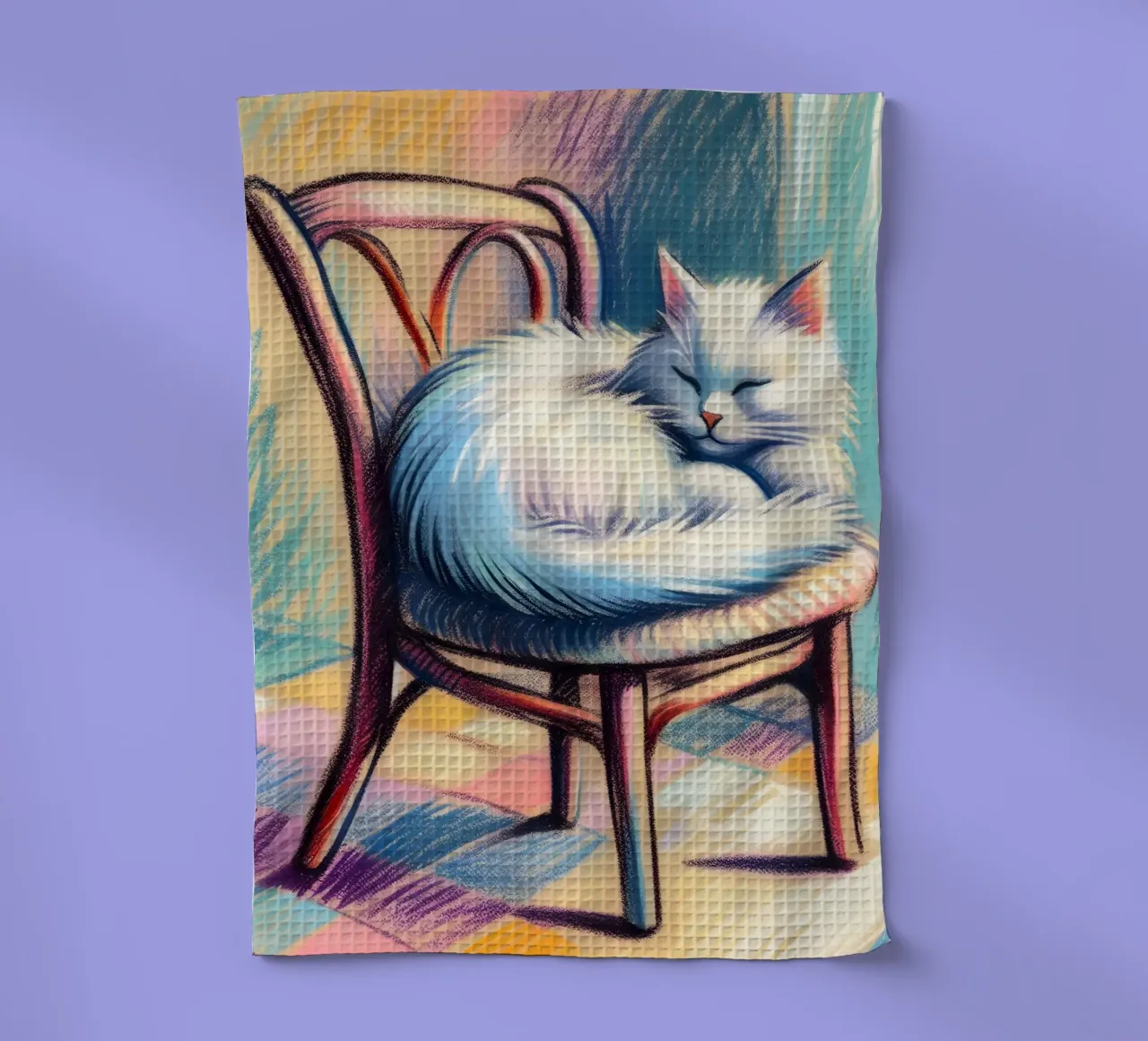 GATTO SULLA SEDIA CHE DORME canovaccio da cucina da ARTOMATIC