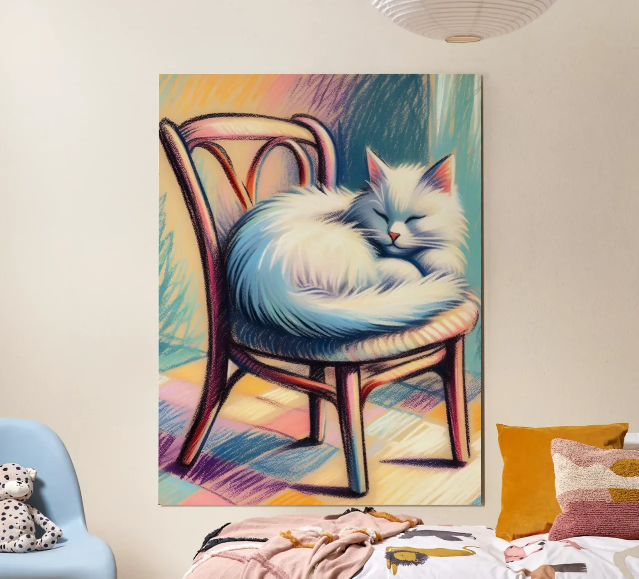 GATTO SULLA SEDIA CHE DORME carta hahnemühle da ARTOMATIC