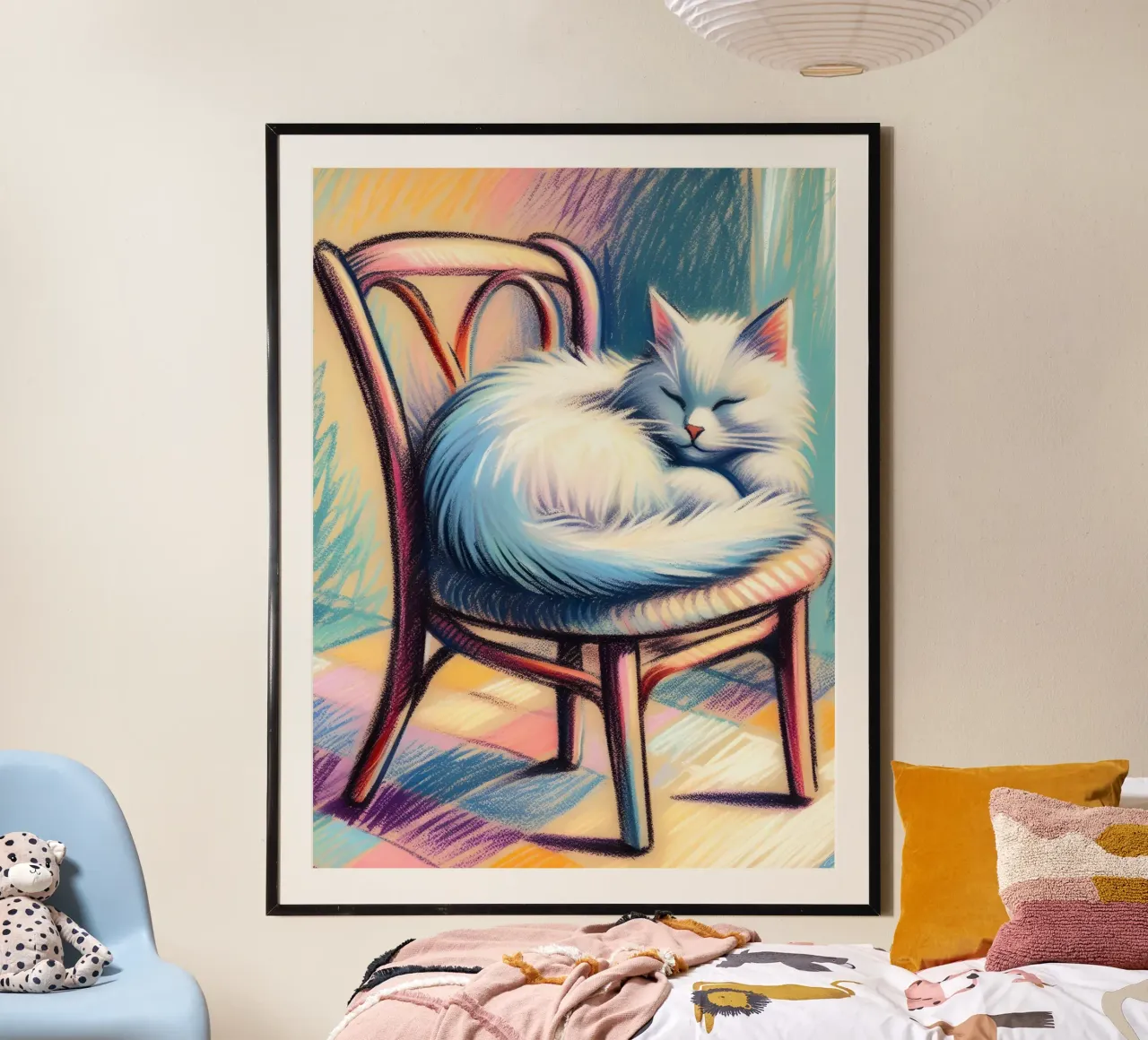 GATTO SULLA SEDIA CHE DORME carta hahnemühle da ARTOMATIC