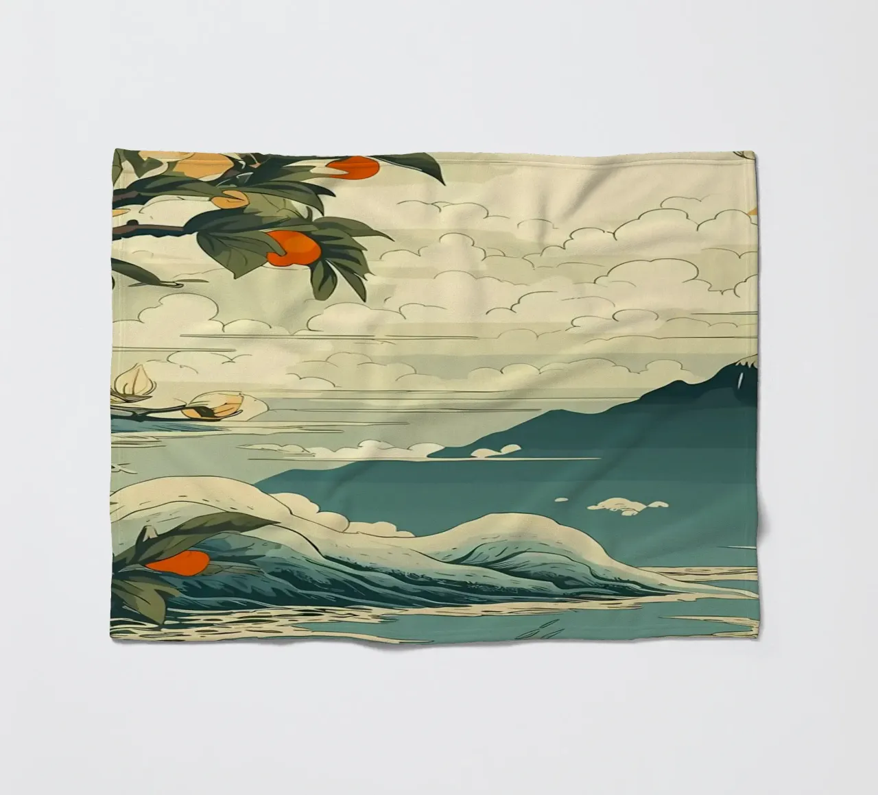 Fruit Japanese Vintage fleece blanket by diedrich