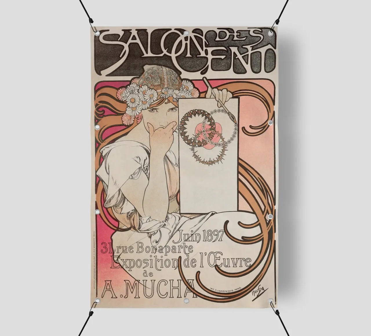 Alfons Mucha - Mostra Salon des Cents telo in pvc da Old Masters
