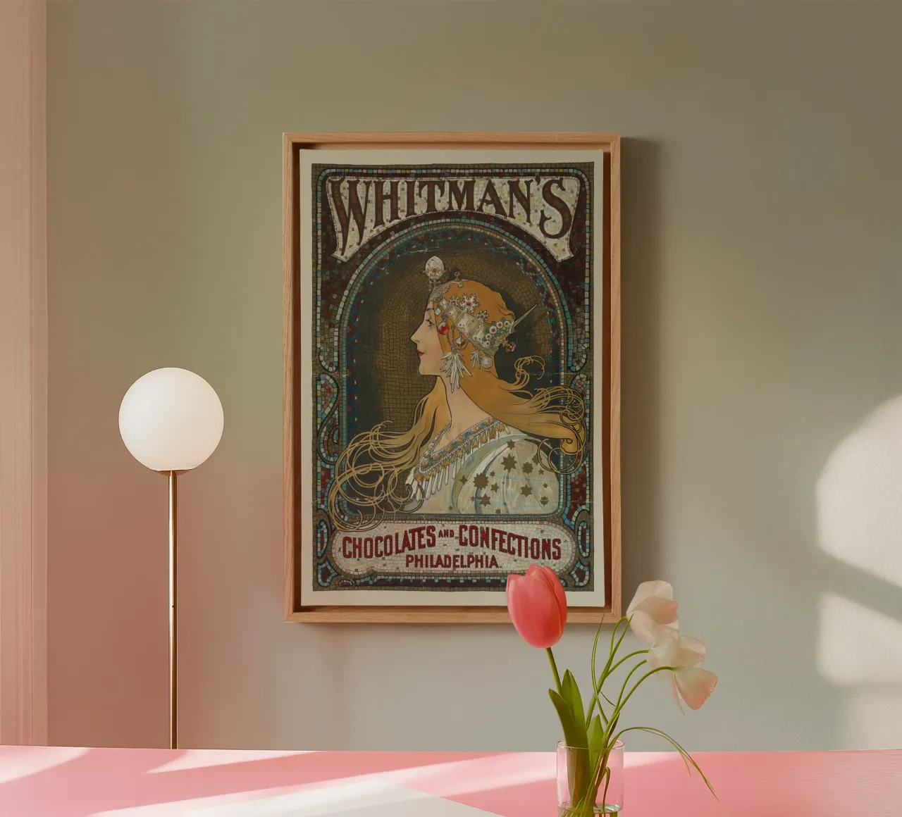 Alfons Mucha - Whitmans chocolade en gebak canvas met Baklijst van Old Masters