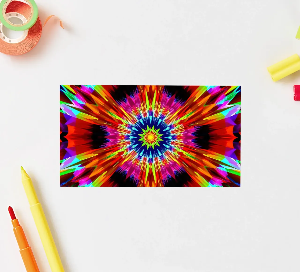 Vibrant abstract design with radial explosion of colors sticker by DesignDoodle