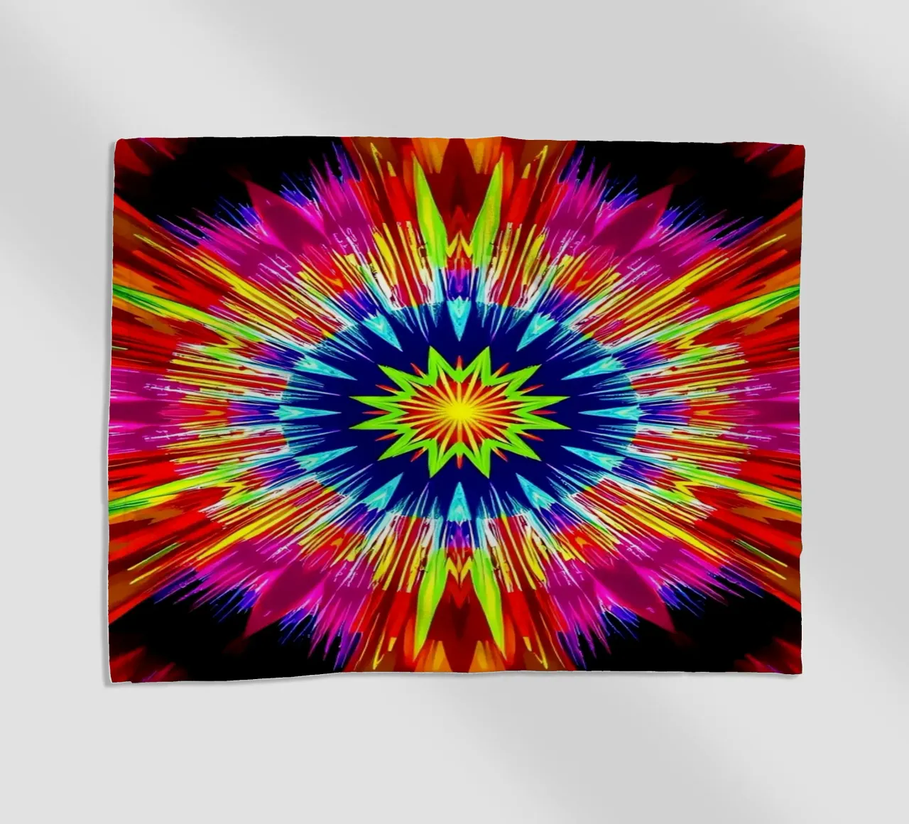Vibrant abstract design with radial explosion of colors beach towel by DesignDoodle