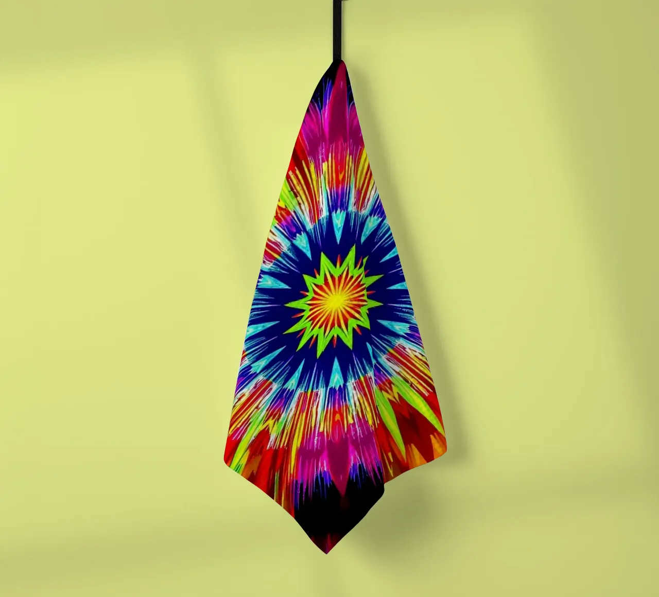 Vibrant abstract design with radial explosion of colors tea towel by DesignDoodle