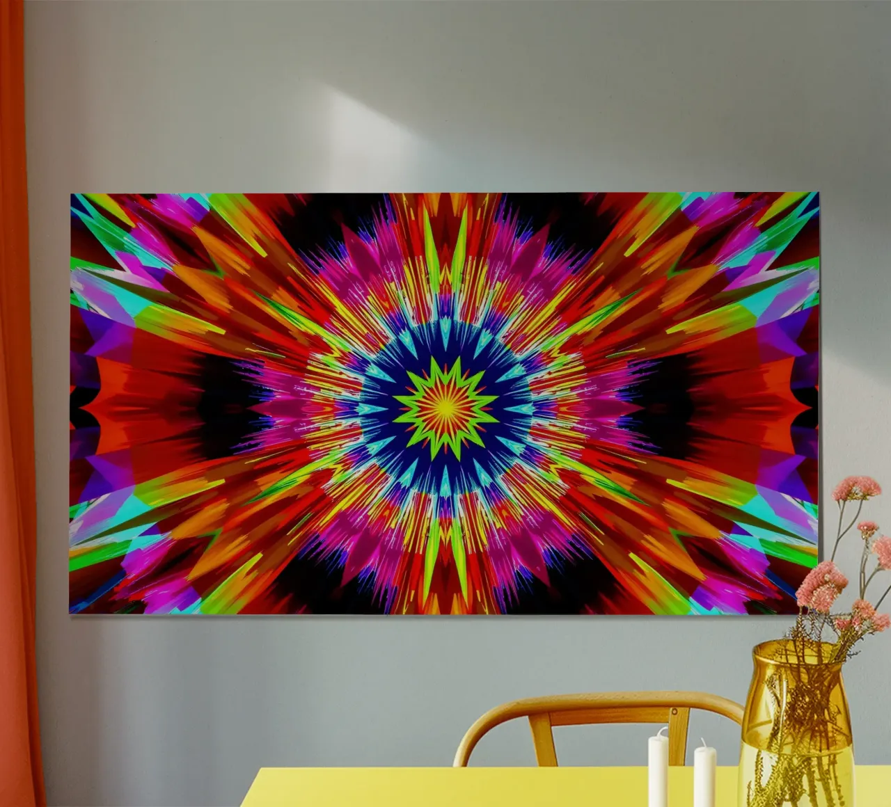 Vibrant abstract design with radial explosion of colors hahnemühle by DesignDoodle