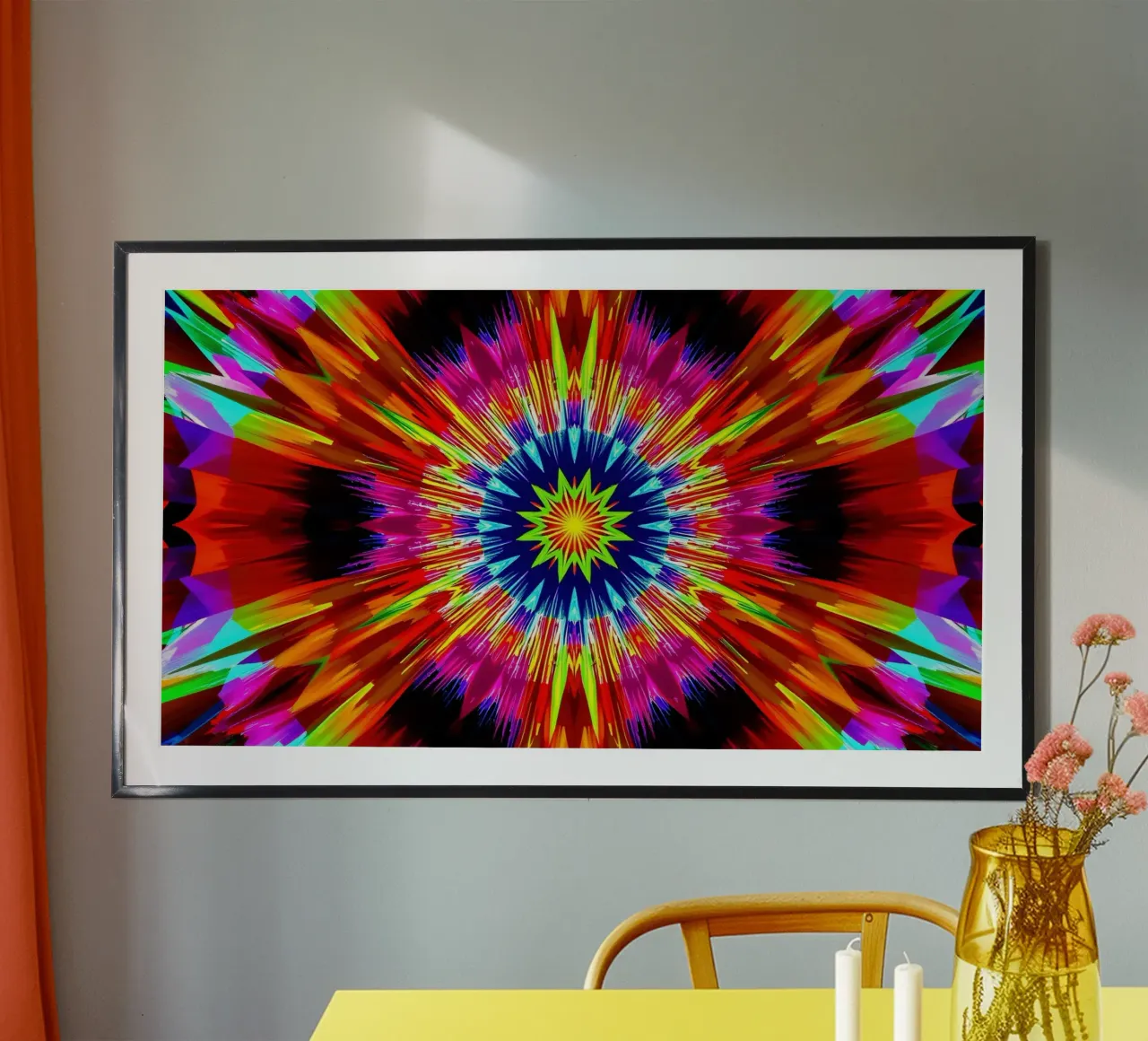 Vibrant abstract design with radial explosion of colors hahnemühle by DesignDoodle