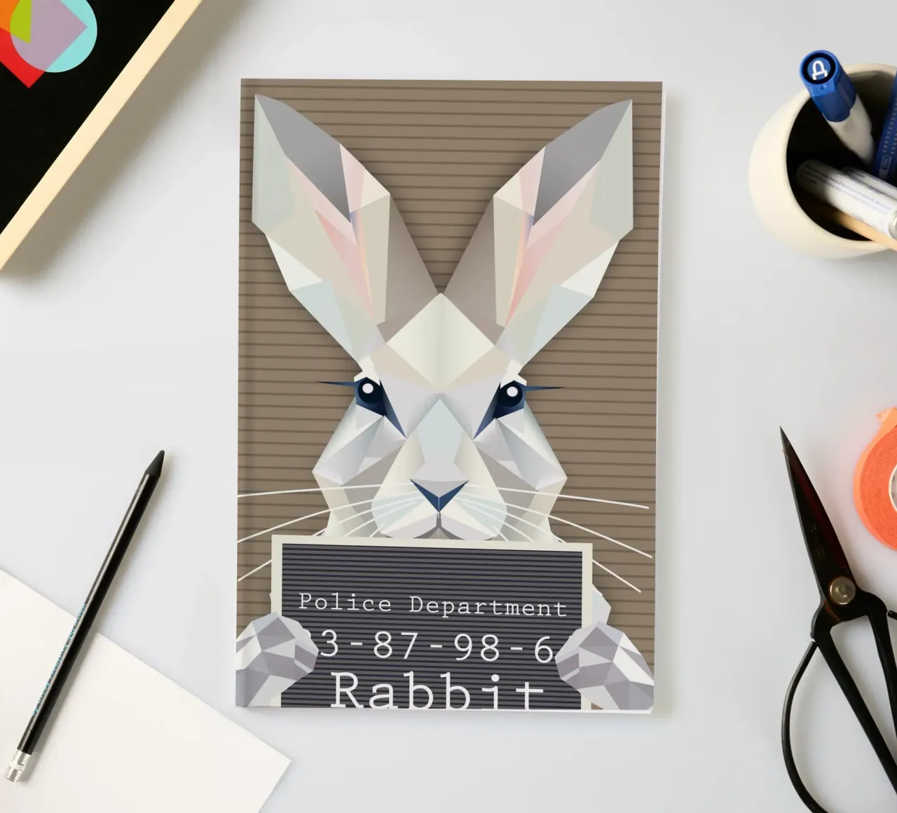 Rabbit Mugshot - Rabbit humour in geometry notebook by namosh