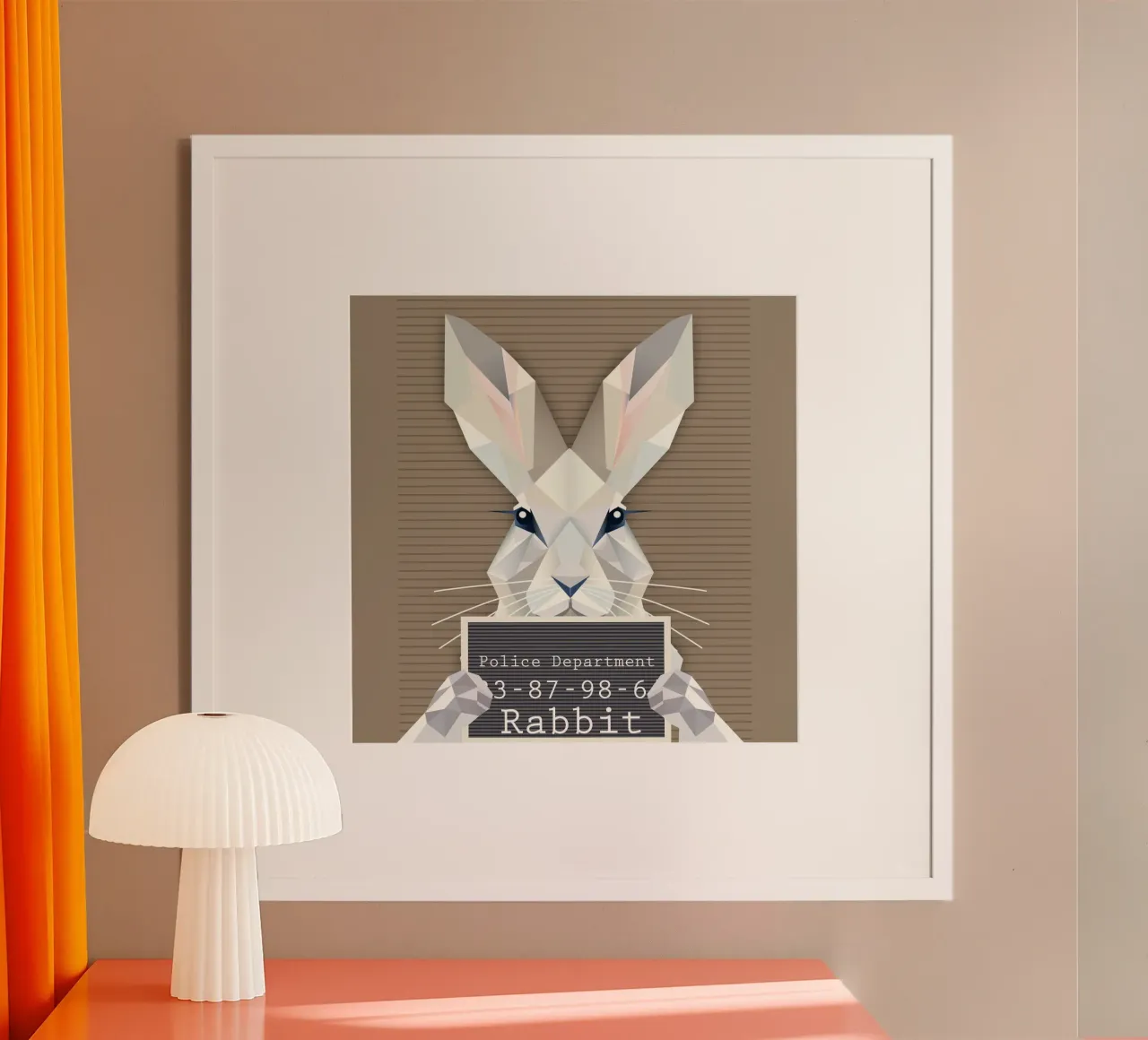 Rabbit Mugshot - Rabbit humour in geometry poster by namosh