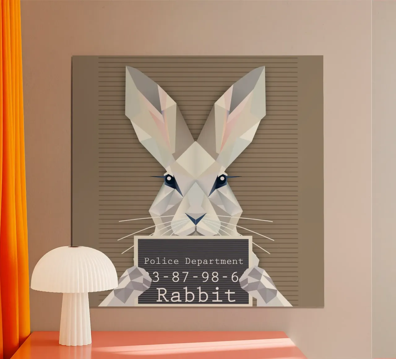 Rabbit Mugshot - Rabbit humour in geometry poster by namosh