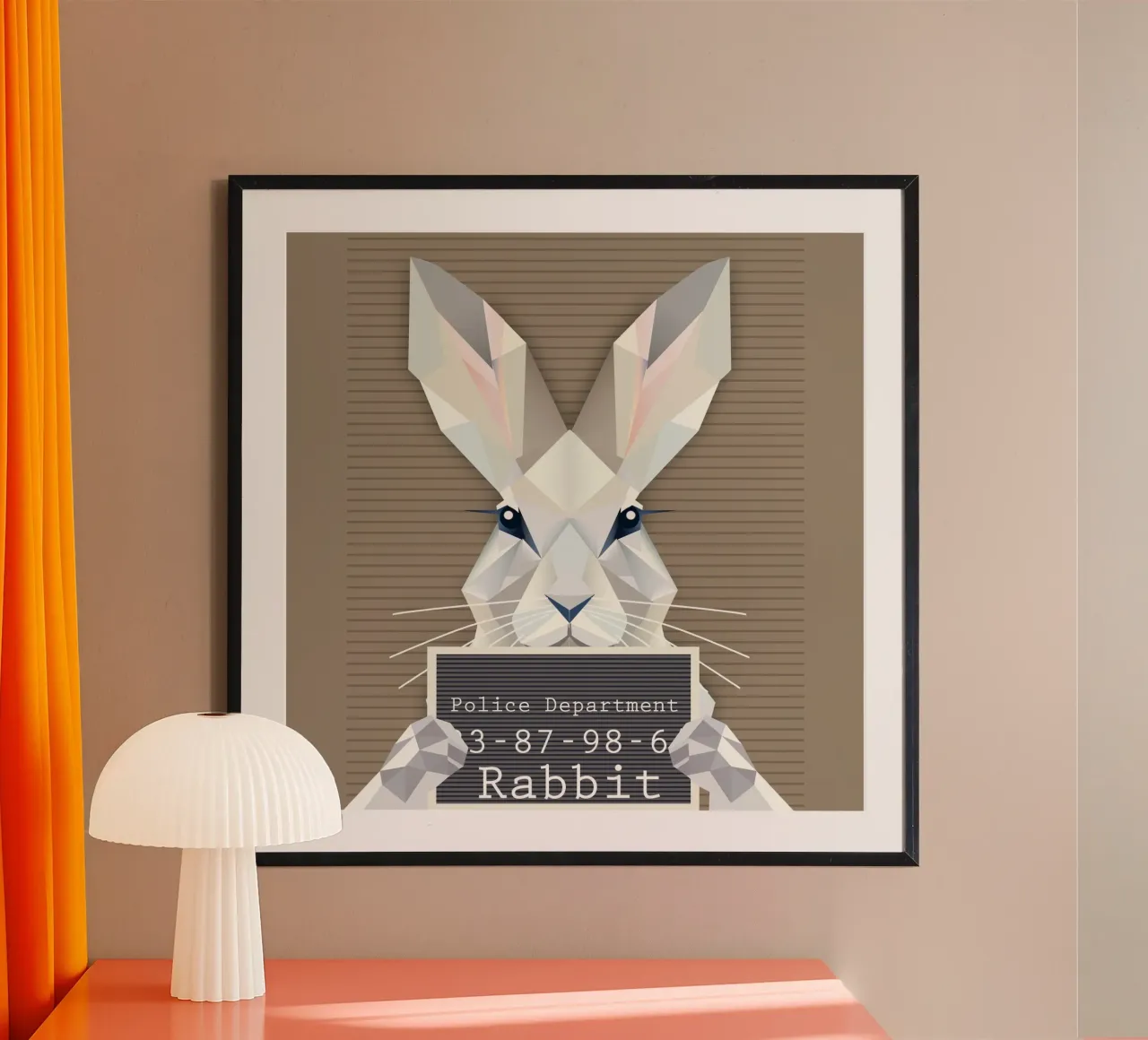Rabbit Mugshot - Rabbit humour in geometry poster by namosh