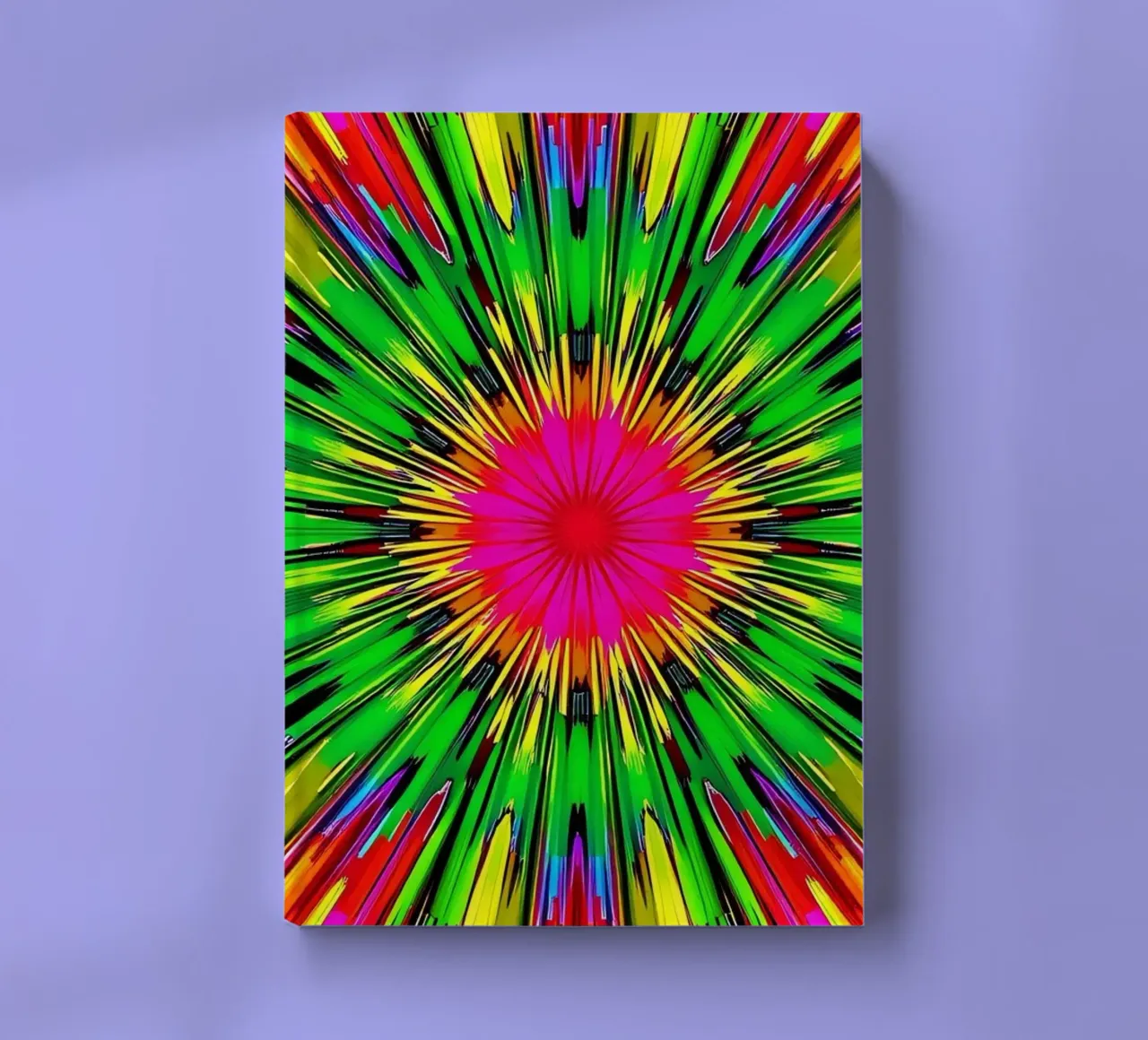 Vibrant abstract design with colorful radial burst pattern notebook by DesignDoodle