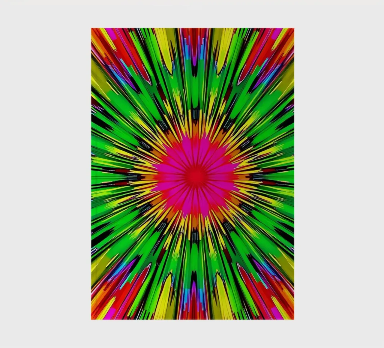 Dessin abstrait vibrant avec un motif radial éclatant de couleurs carnet de notes de DesignDoodle