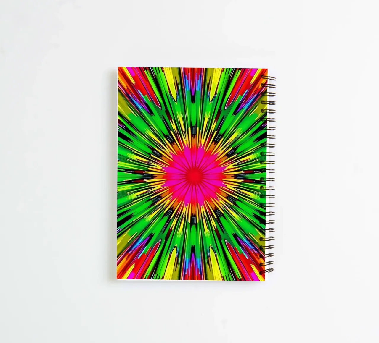 Vibrant abstract design with colorful radial burst pattern spiral notebook by DesignDoodle