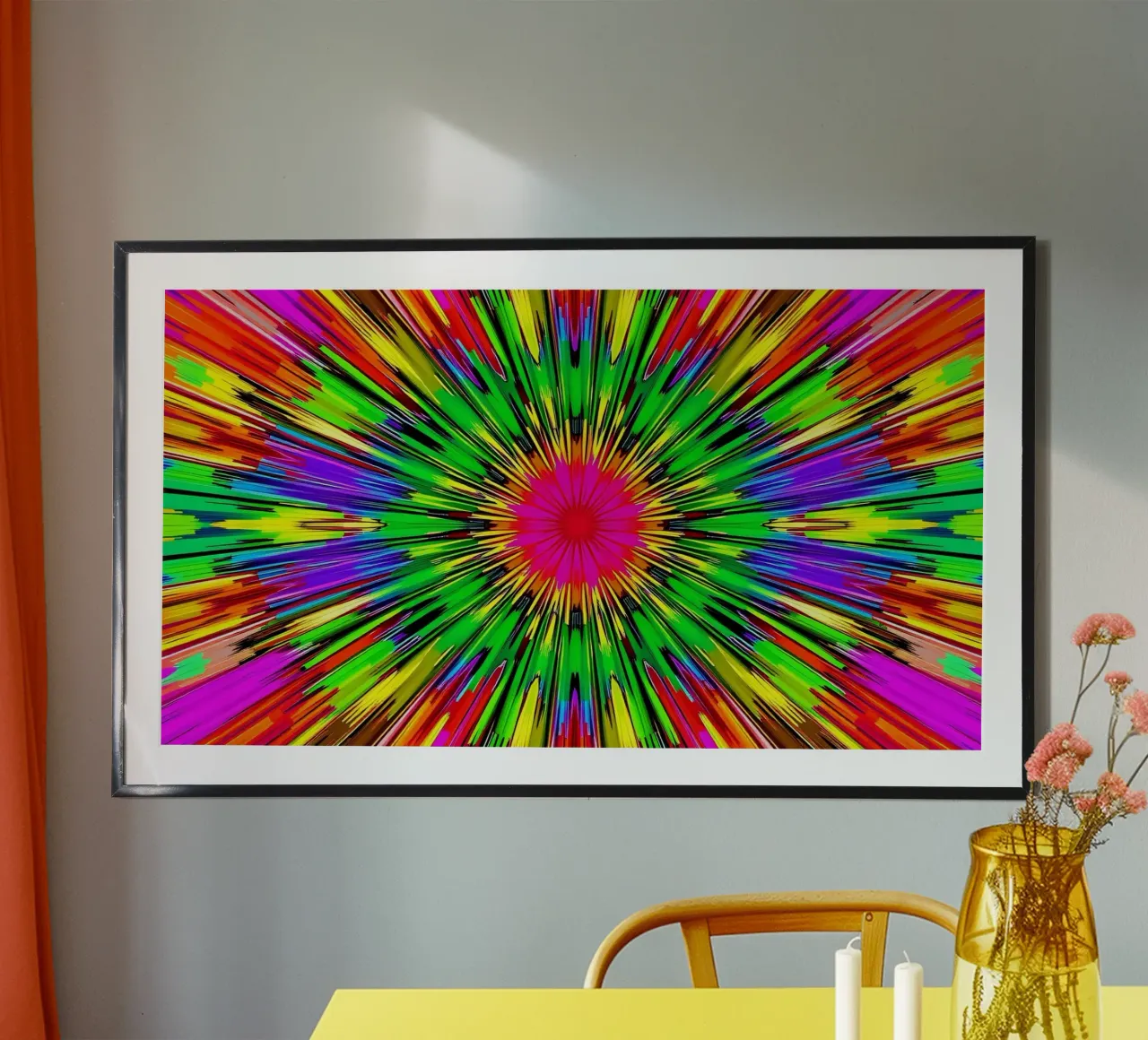 Dessin abstrait vibrant avec un motif radial éclatant de couleurs hahnemühle de DesignDoodle