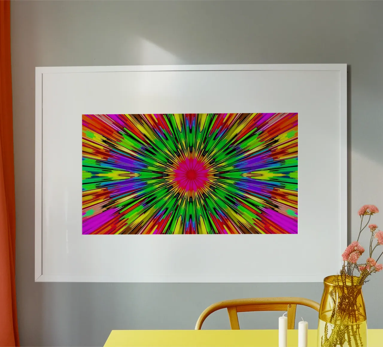 Vibrant abstract design with colorful radial burst pattern hahnemühle by DesignDoodle